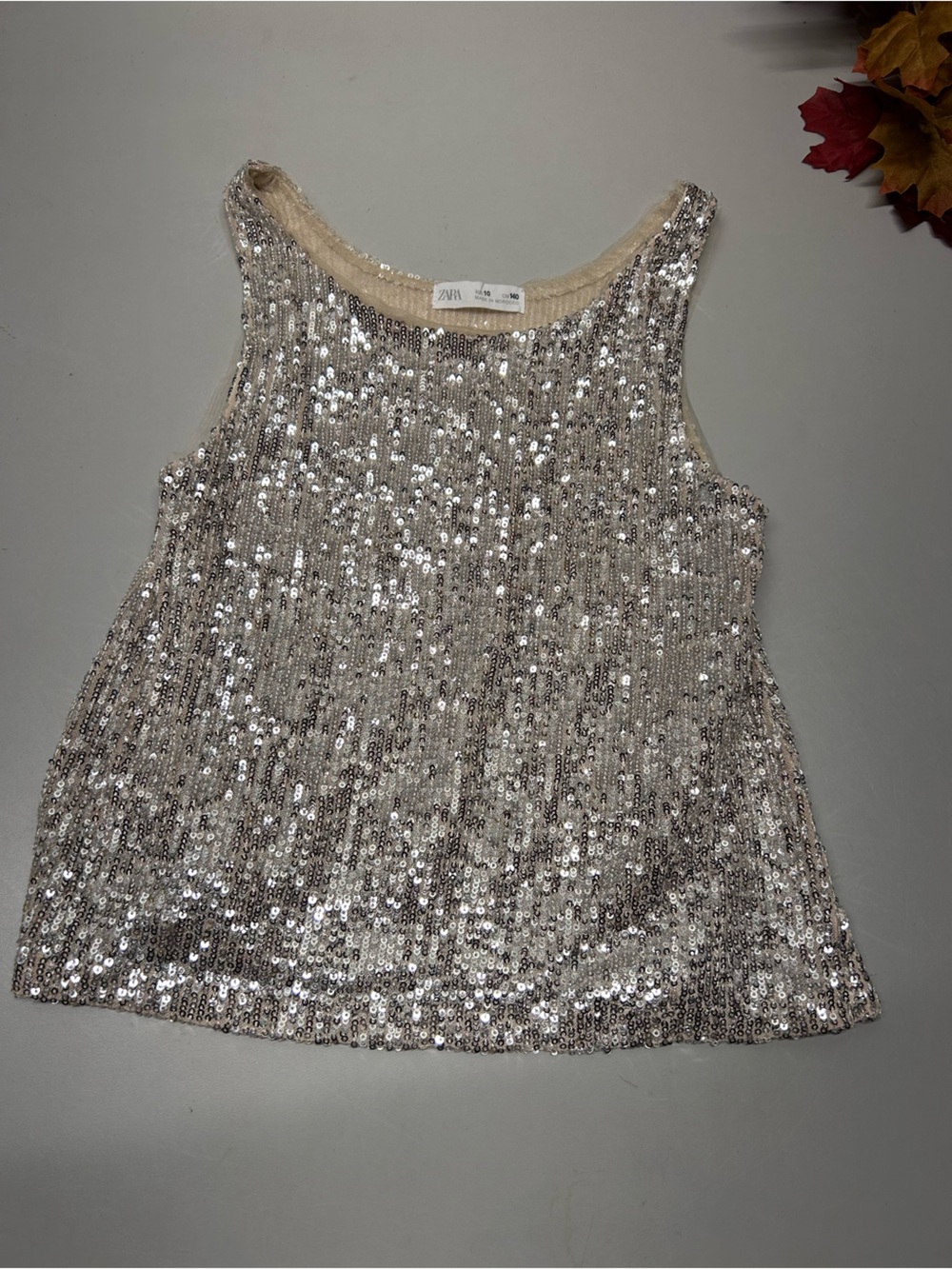 Zara Silver Sequin Sleeveless Camisole